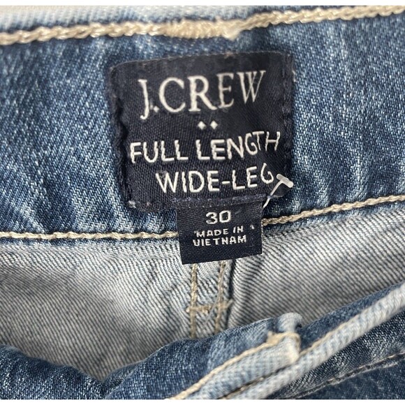 J Crew Factory Size 30 Wide Leg Patch Pocket Full Length Blue Jeans NWT Modern - Picture 2 of 6